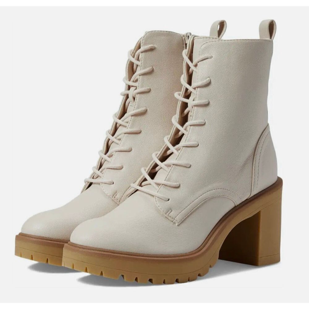 Dv by Dolce Vita Boots Size 8.5 Bone‎ Lace Up Chunky Block Heel